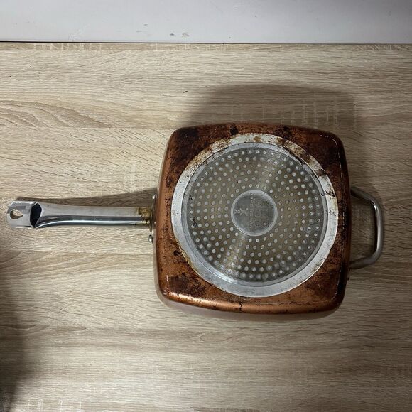 All in One Pan Copper Chef Pan 9.5-Inch Nonstick Deep Square Induction Frying - Picture 11 of 13